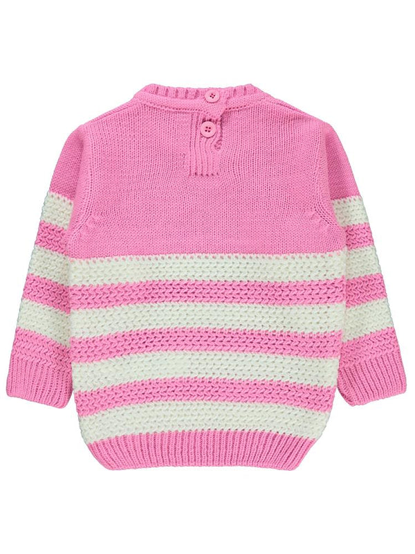 Civil Baby Triko Çizgili 6-18 Ay Kazak - Pembe