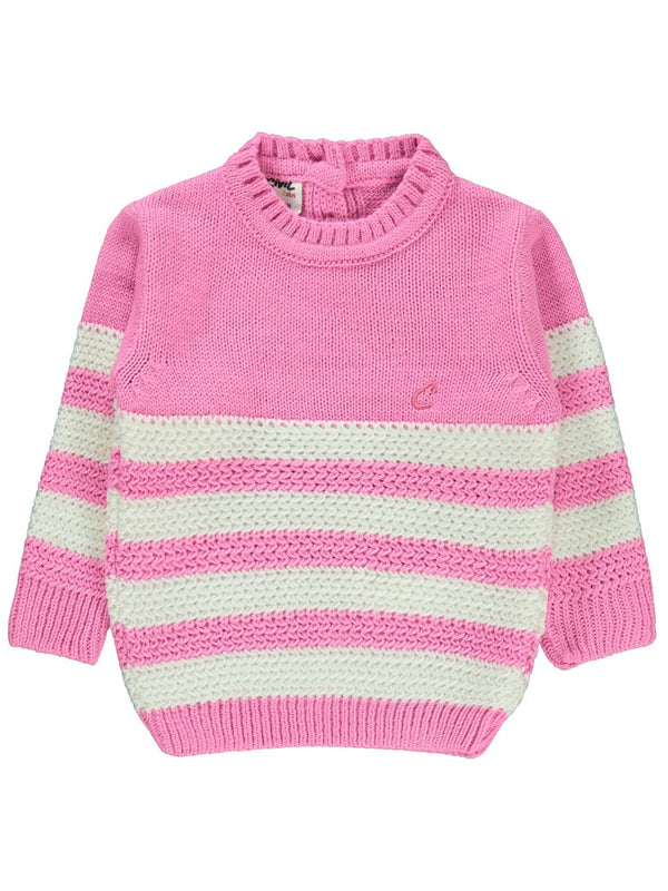 Civil Baby Triko Çizgili 6-18 Ay Kazak - Pembe