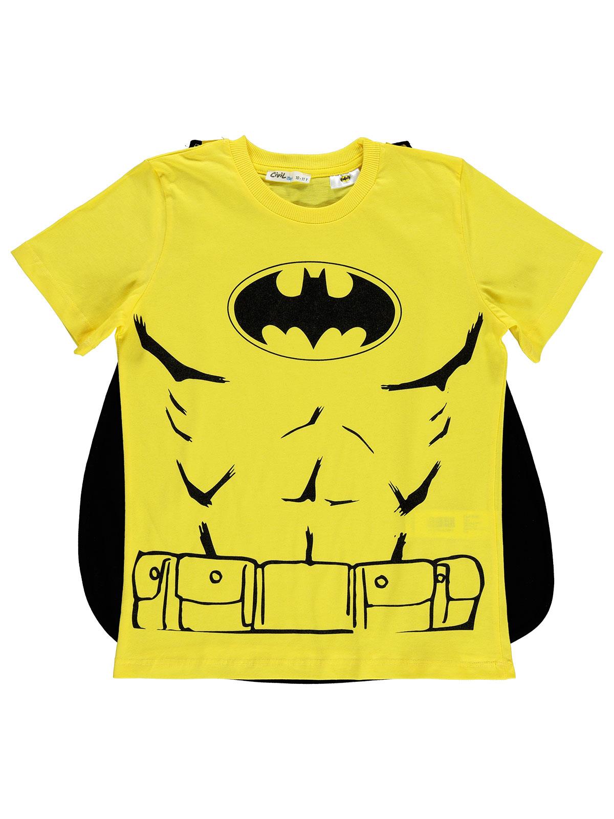 Batman Baskılı Pelerinli 10-13 Yaş Tişört - Sarı