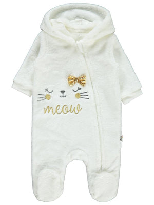 Civil Baby Meow Nakışlı 1-6 Ay Tulum - Ekru