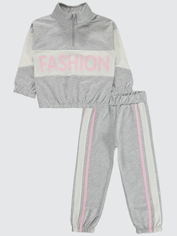 Civil Girls Fashion Baskılı 2-5 Yaş Eşofman Takımı - Gri