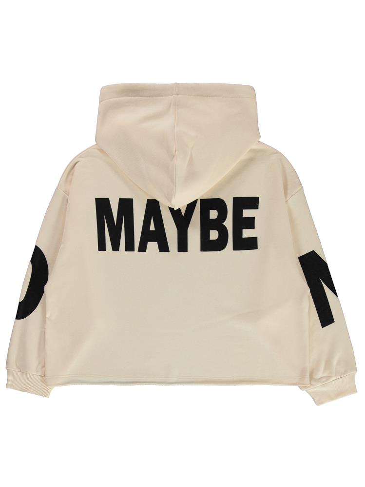 Civil Girls Yes Baskılı 10-13 Yaş Sweatshirt - Fil Dişi