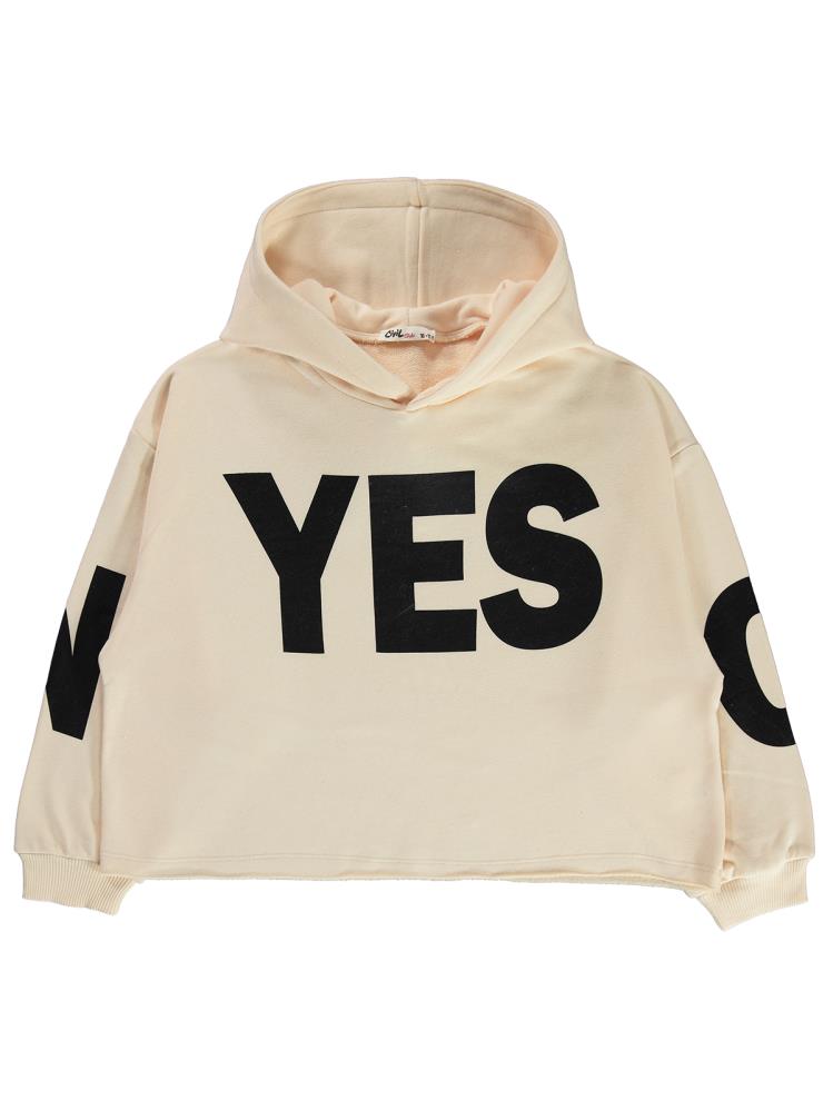 Civil Girls Yes Baskılı 10-13 Yaş Sweatshirt - Fil Dişi