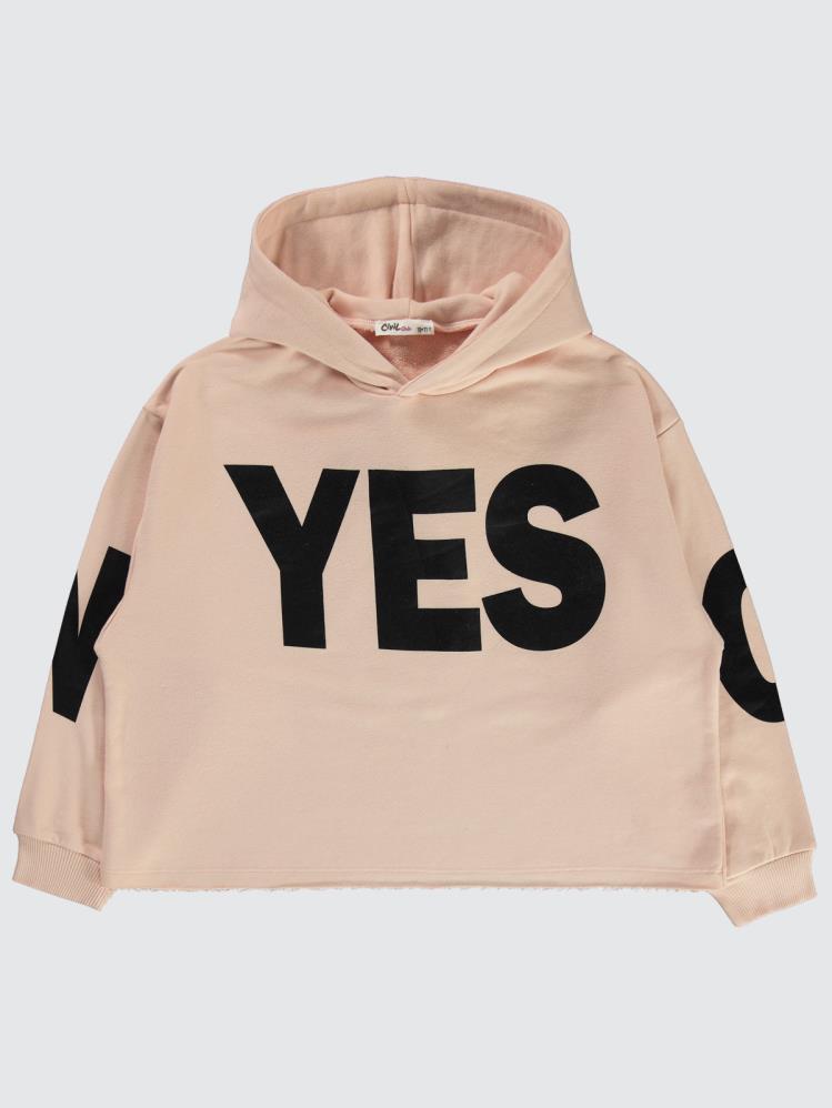 Civil Girls Yes Baskılı 10-13 Yaş Sweatshirt - Pembe