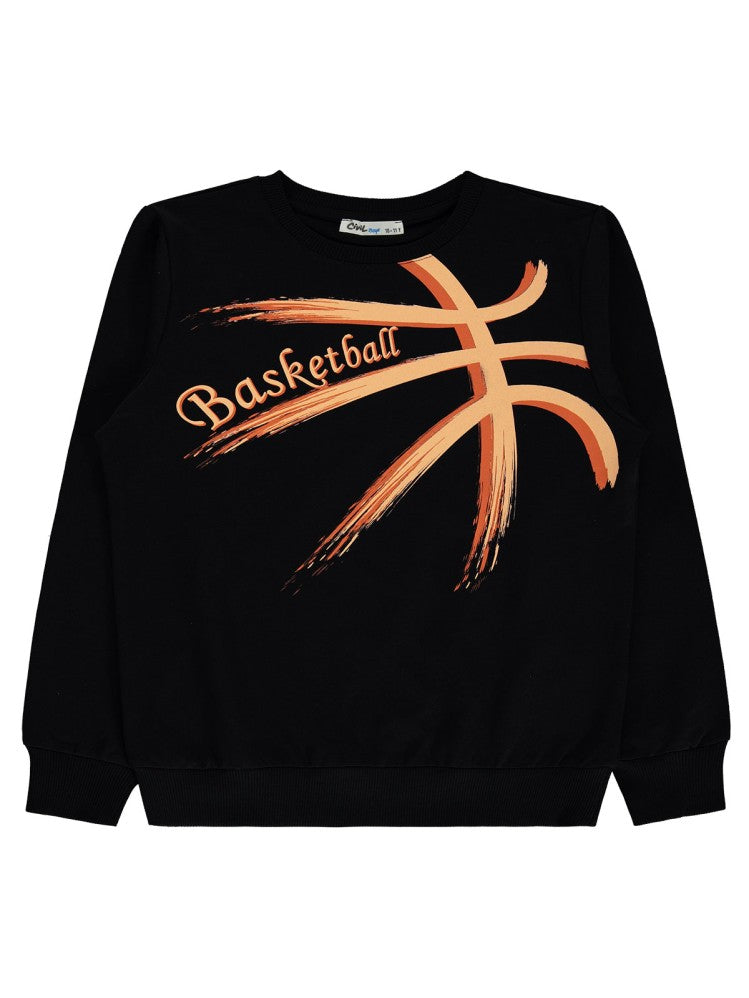 Civil Boys Basketball Baskılı 10-13 Yaş Sweatshirt - Siyah