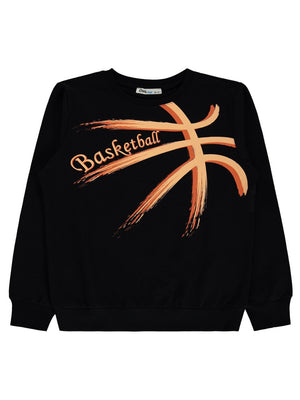 Civil Boys Basketball Baskılı 10-13 Yaş Sweatshirt - Siyah