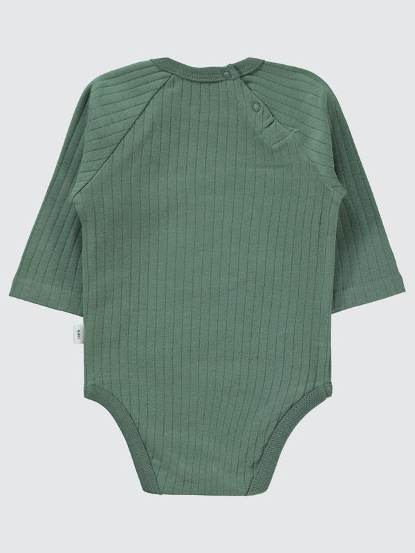Civil Baby Hello Ayıcık Nakışlı 3-18 Ay Çıtçıtlı Badi - Haki