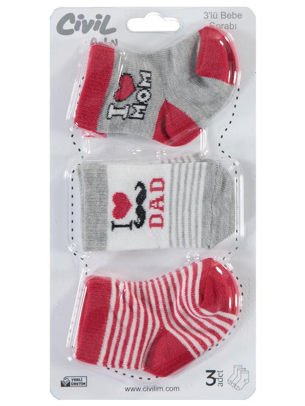 Civil Baby I Dad Desen Asetat 0-24 Ay Çorap Setleri