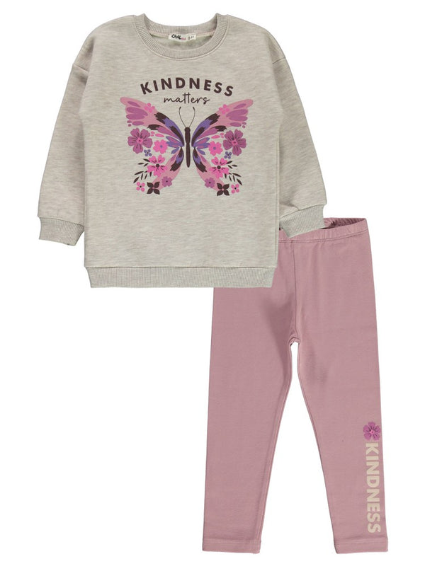 Civil Girls Kindness Baskılı 2-5 Yaş Takım - Bej