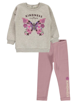 Civil Girls Kindness Baskılı 2-5 Yaş Takım - Bej