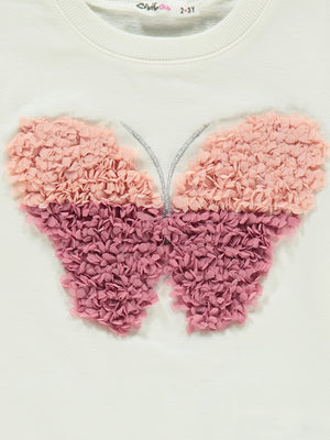 Civil Girls Kelebek Laseli 2-5 Yaş Sweatshirt - Ekru