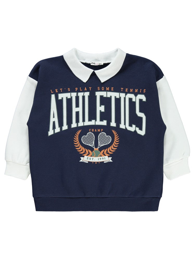 Civil Girls Yakalı Kolej 6-9 Yaş Sweatshirt - Lacivert