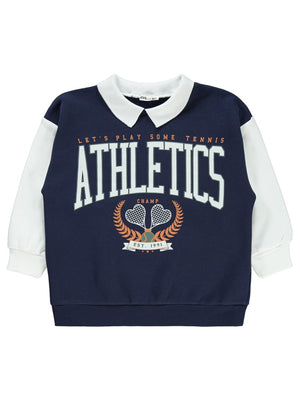 Civil Girls Yakalı Kolej 6-9 Yaş Sweatshirt - Lacivert