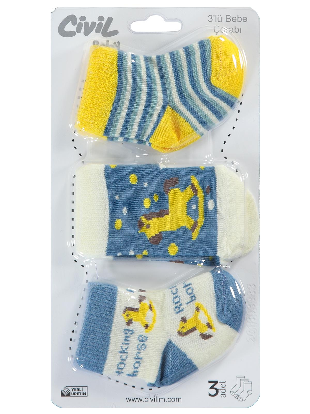 Civil Baby Horse Desen Asetat 0-24 Ay Çorap Setleri