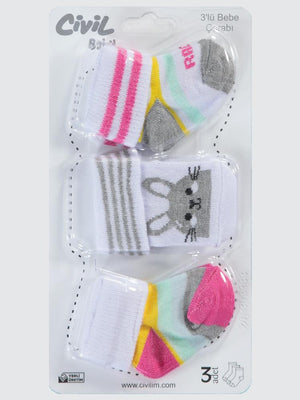 Civil Baby Rabbit Desen Asetat 0-24 Ay Çorap Setleri