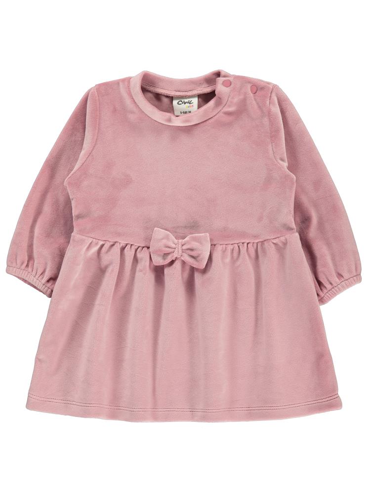 Civil Baby Kol Ucu Lastikli 6-18 Ay Elbise - Pudra