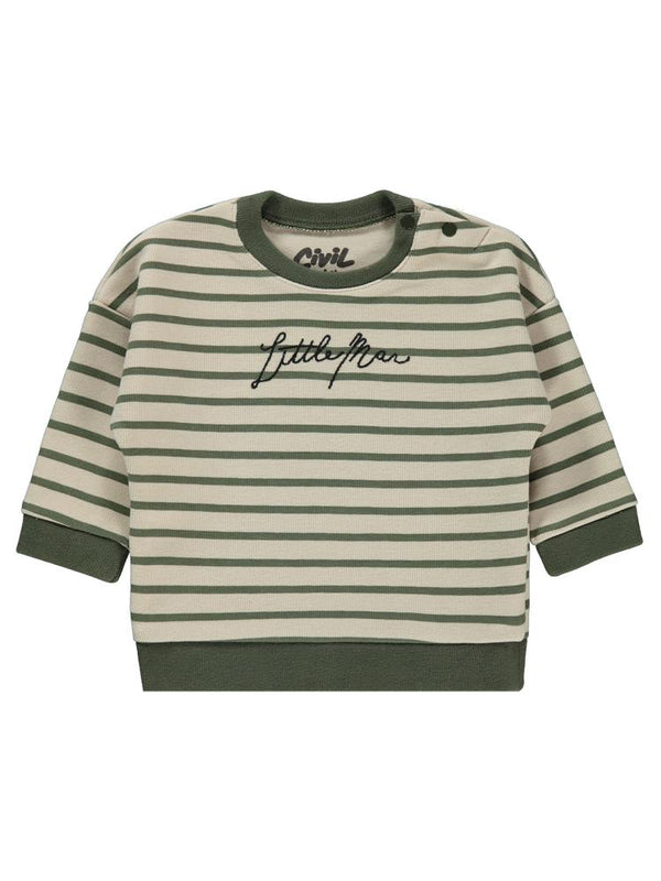 Civil Baby Little Man Çizigili 6-18 Ay Sweatshirt - Haki