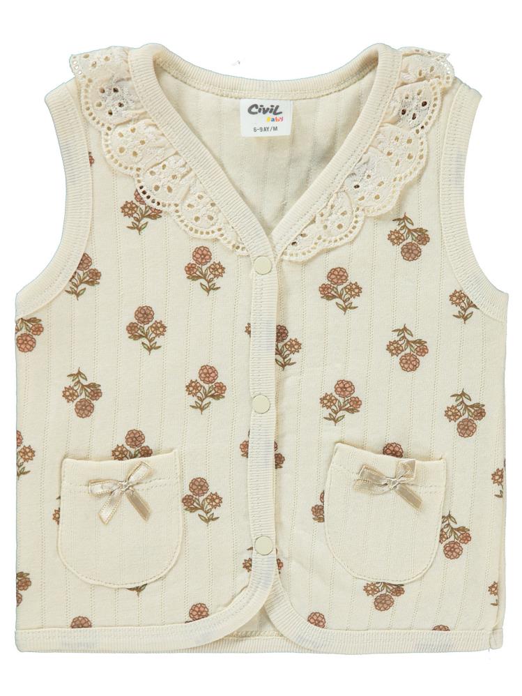 Civil Baby Romantik Çiçek 6-18 Ay Yelek - Bej