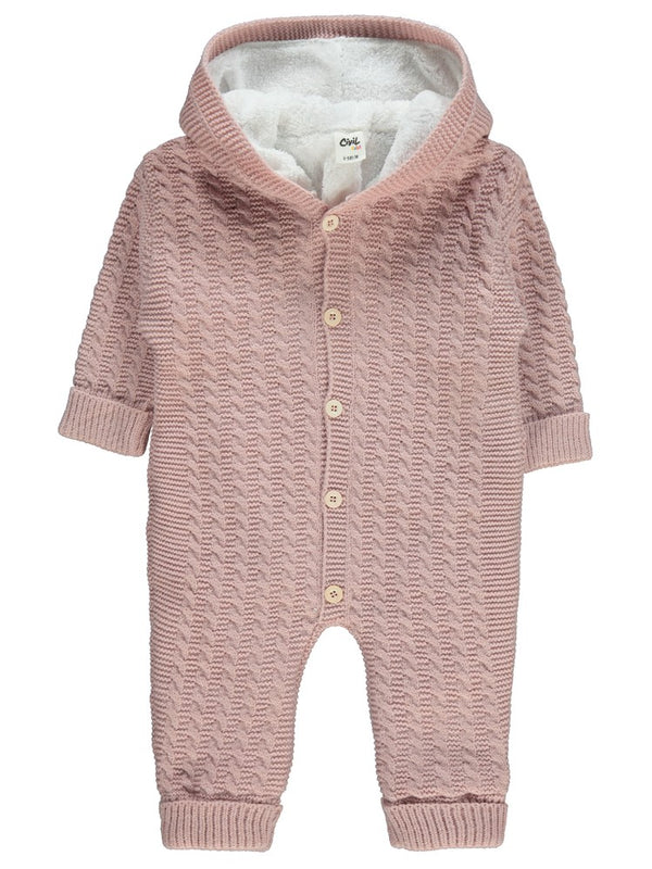Civil Baby Saç Örgülü Welsoftlu 6-18 Ay Tulum - Pembe