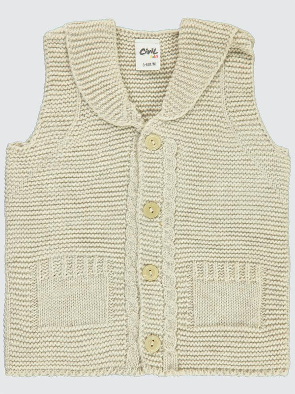 Civil Baby Yakalı Cepli 3-18 Ay Yelek - Bej