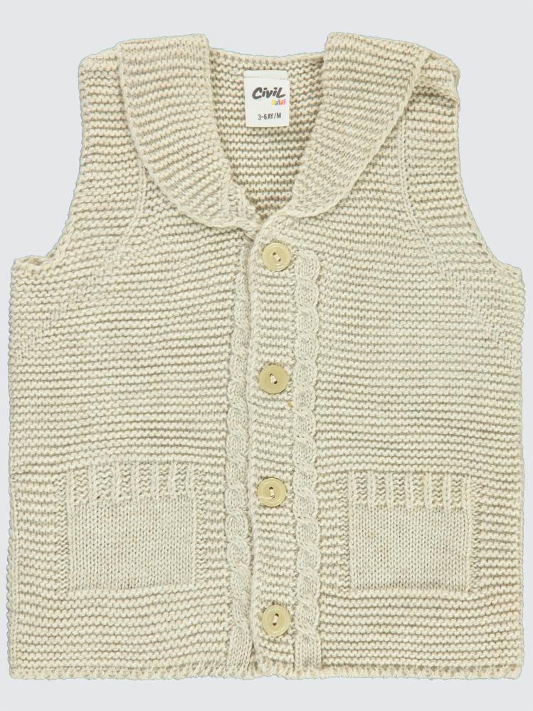 Civil Baby Yakalı Cepli 3-18 Ay Yelek - Bej