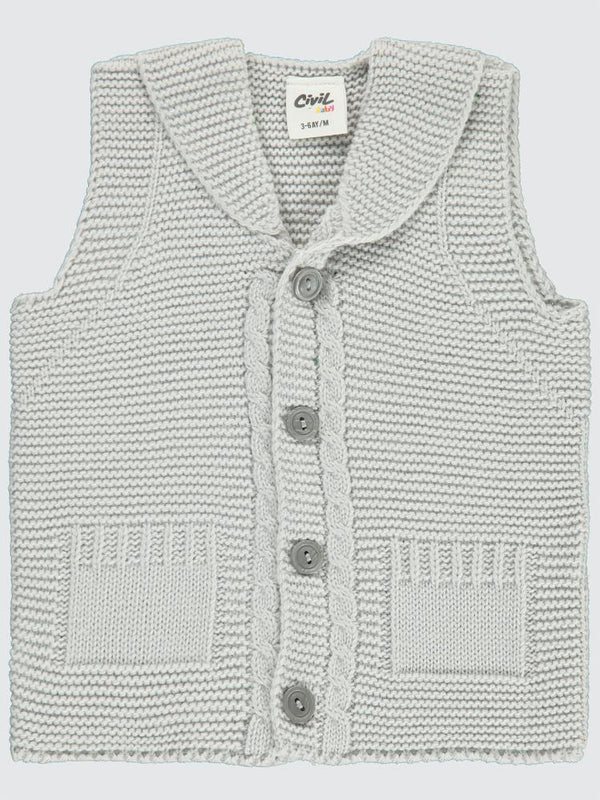 Civil Baby Yakalı Cepli 3-18 Ay Yelek - Gri