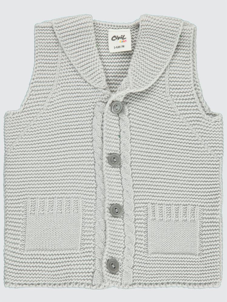 Civil Baby Yakalı Cepli 3-18 Ay Yelek - Gri