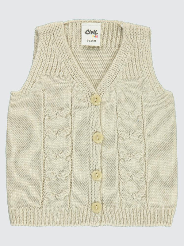 Civil Baby Saç Örgülü 3-18 Ay Yelek - Bej