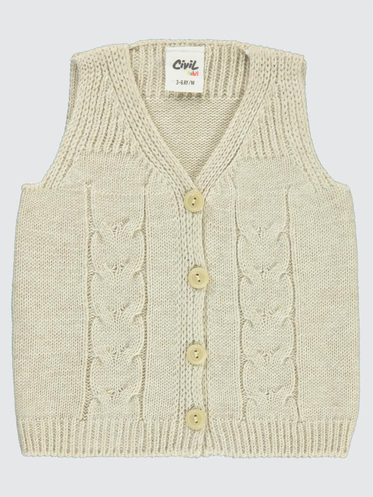 Civil Baby Saç Örgülü 3-18 Ay Yelek - Bej