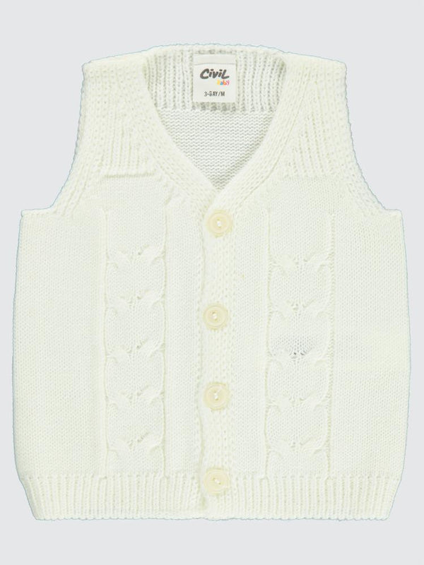 Civil Baby Saç Örgülü 3-18 Ay Yelek - Ekru