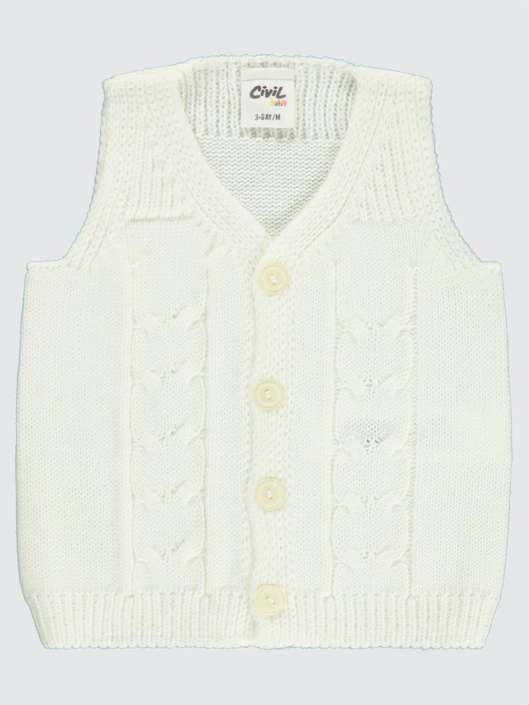 Civil Baby Saç Örgülü 3-18 Ay Yelek - Ekru