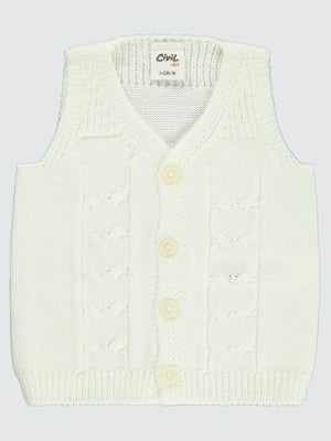 Civil Baby Saç Örgülü 3-18 Ay Yelek - Ekru