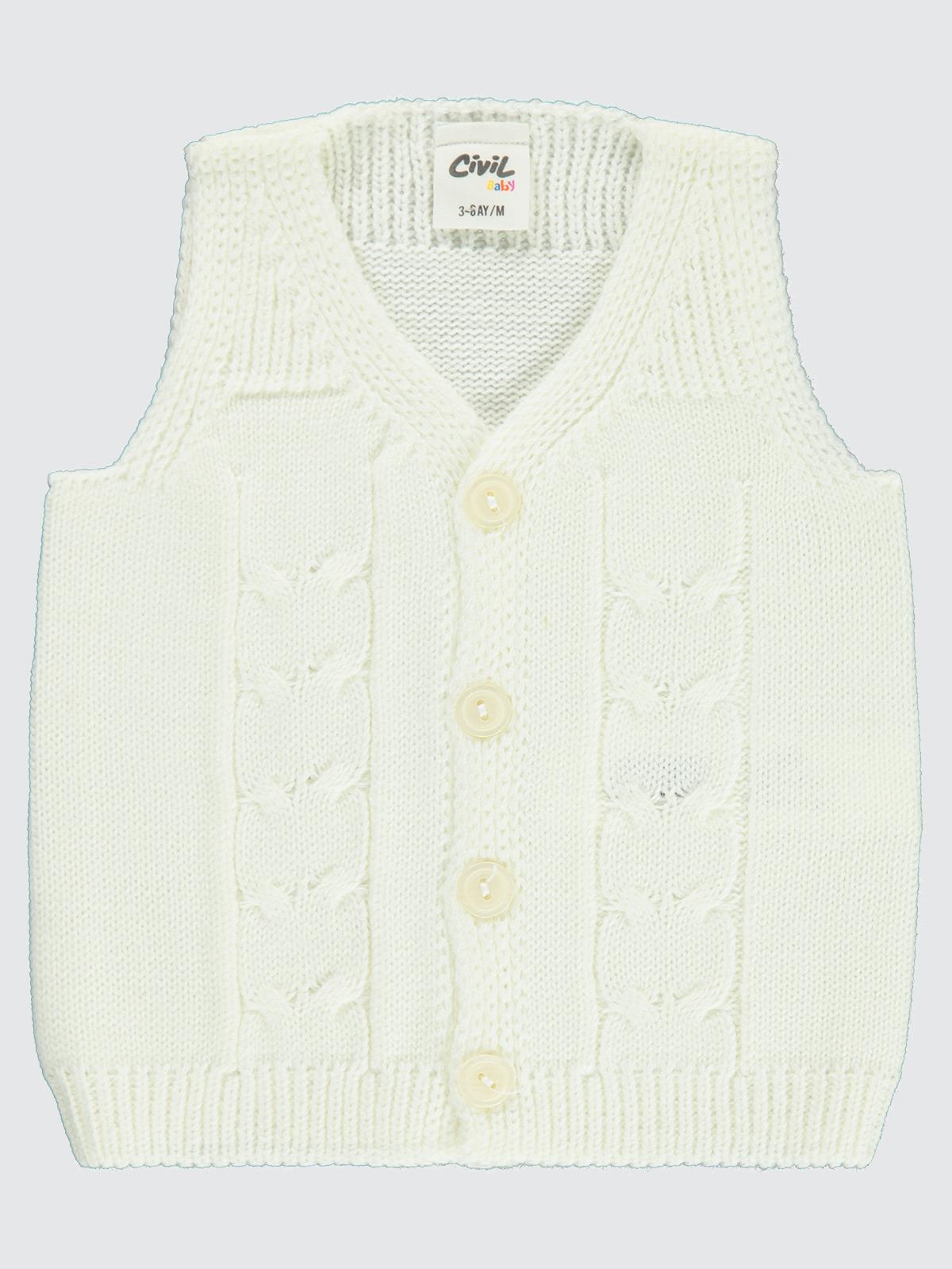 Civil Baby Saç Örgülü 3-18 Ay Yelek - Ekru