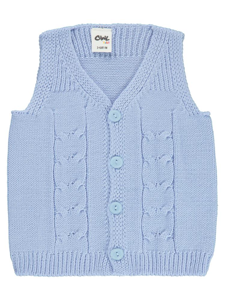 Civil Baby Saç Örgülü 3-18 Ay Yelek - Mavi