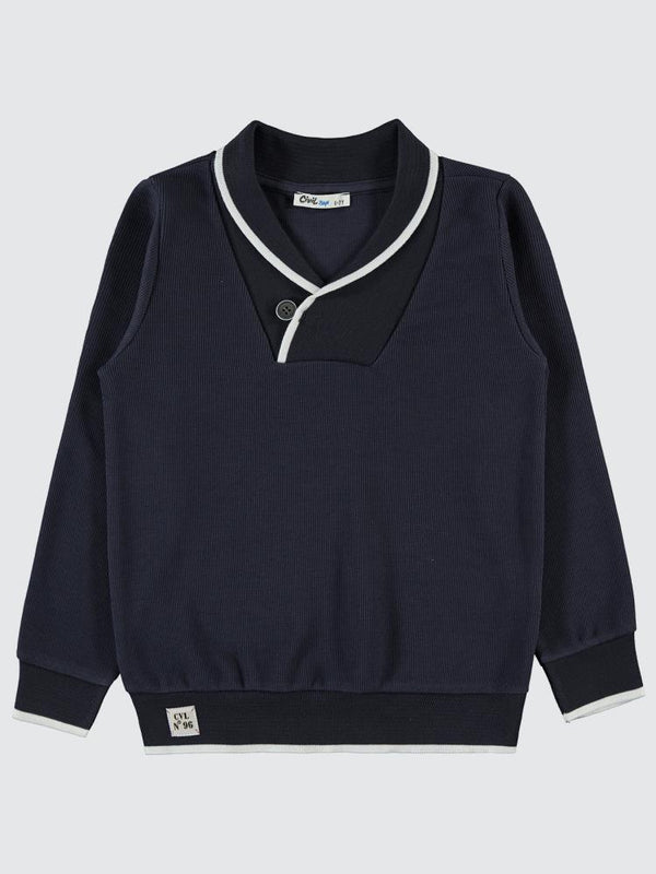 Civil Boys Cvl Etiketli Yakalı 6-9 Yaş Sweatshirt - Gri