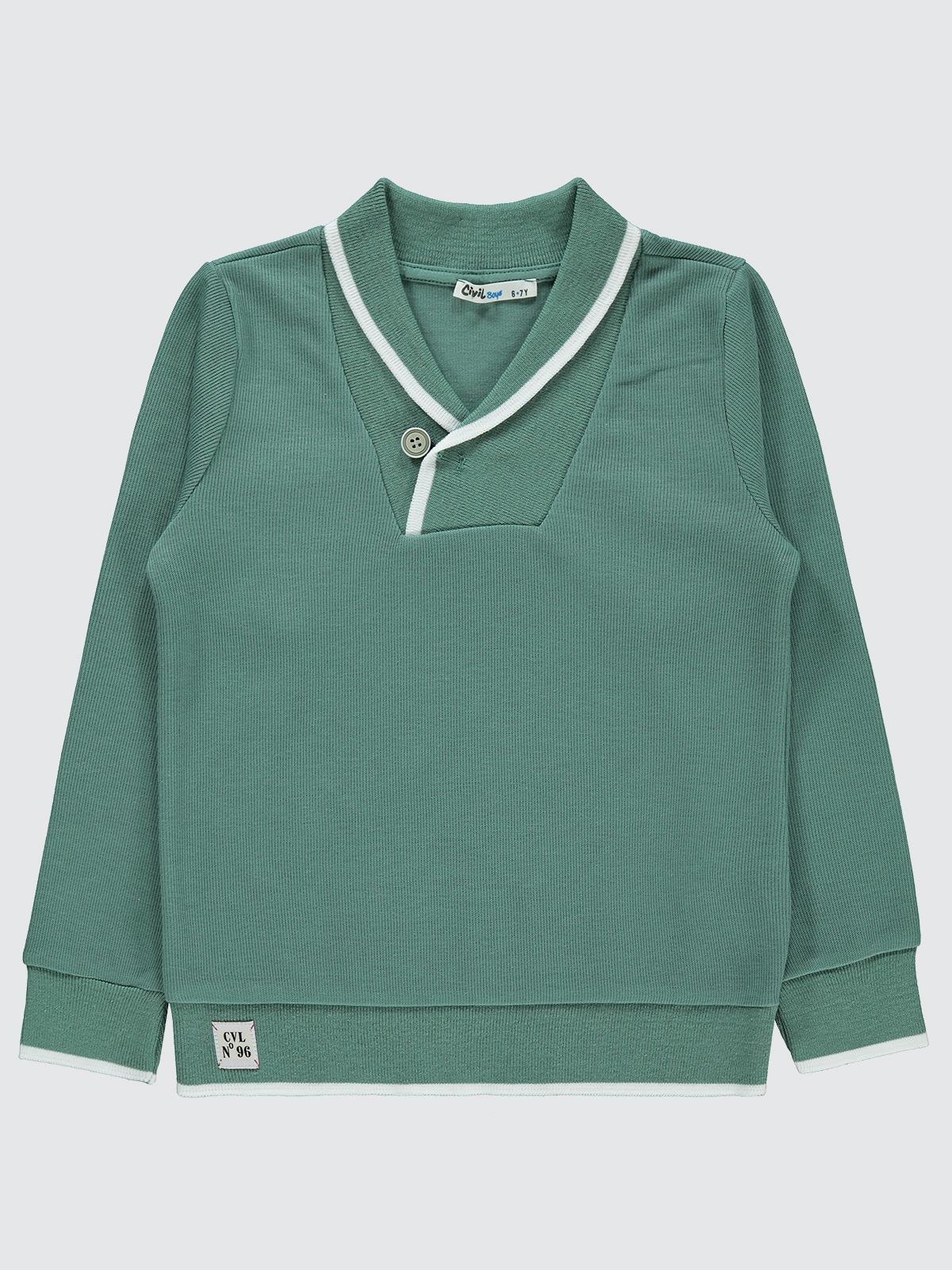 Civil Boys Cvl Etiketli Yakalı 10-13 Yaş Sweatshirt - Haki