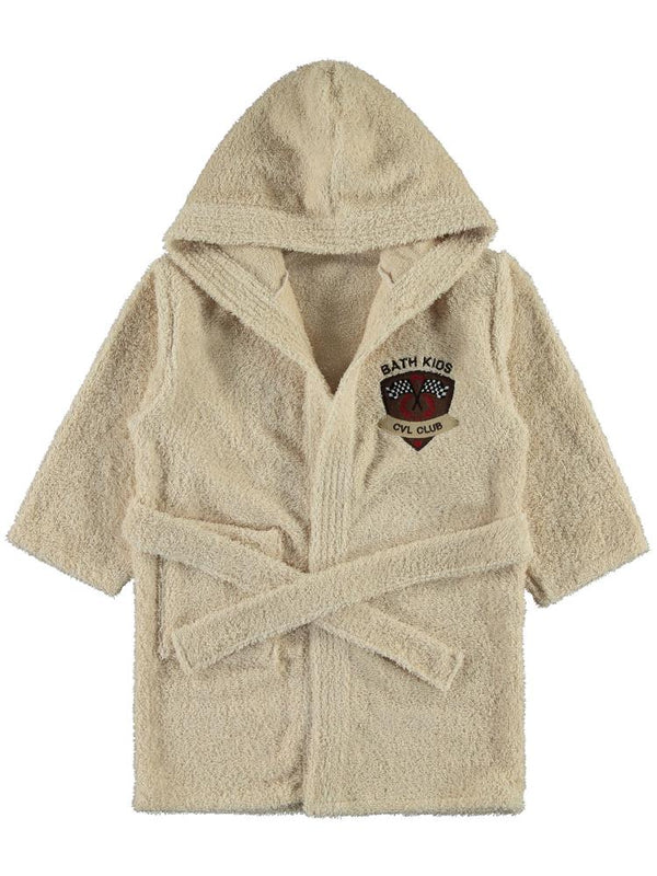 Civil Boys Cepli Nakışlı 4-10 Yaş Bornoz - Bej