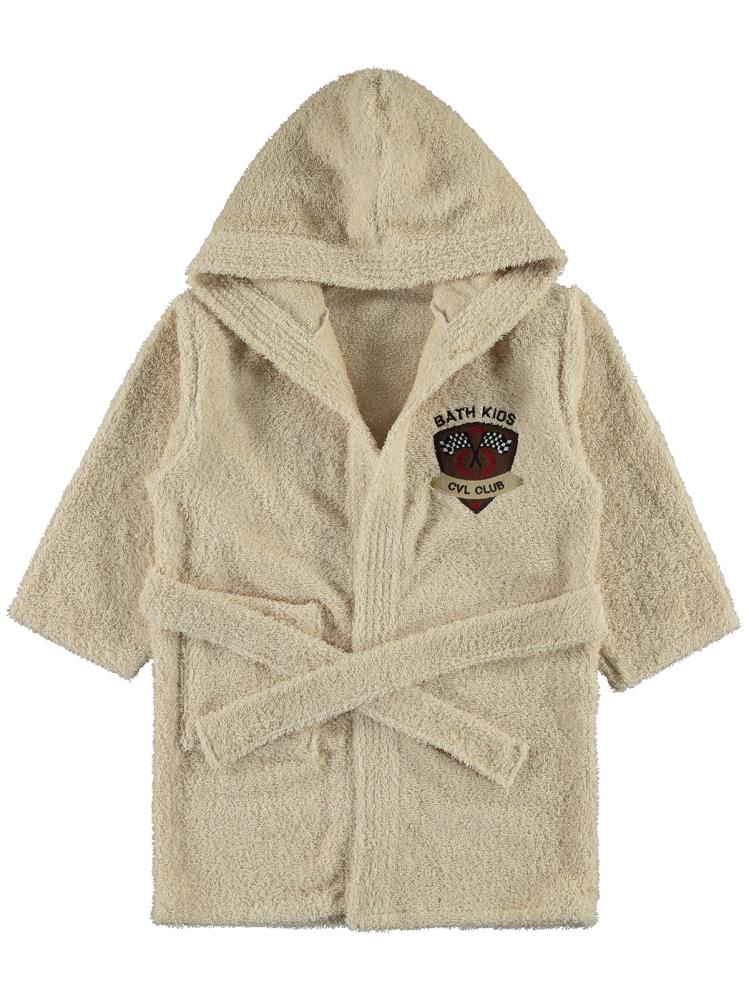 Civil Boys Cepli Nakışlı 4-10 Yaş Bornoz - Bej