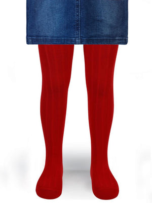 Civil Girls Derbili Düz 3-11 Yaş Külotlu Çorap - Kırmızı