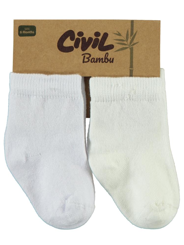 Civil Baby Bambu Organik Bebek Çorap Set - Beyaz