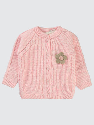 Civil Girls Saç Örgülü Velsoftlu 2-5 Yaş Hırka - Pembe