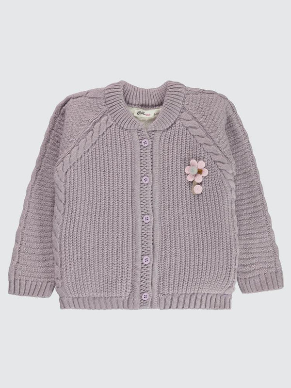 Civil Girls Saç Örgülü Velsoftlu 2-5 Yaş Hırka - Lila