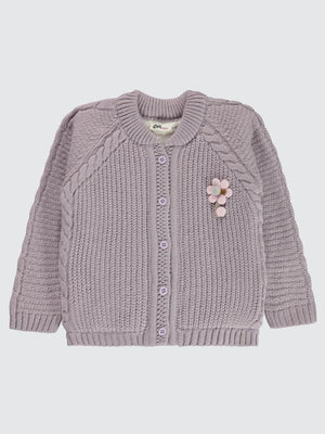 Civil Girls Saç Örgülü Velsoftlu 2-5 Yaş Hırka - Lila