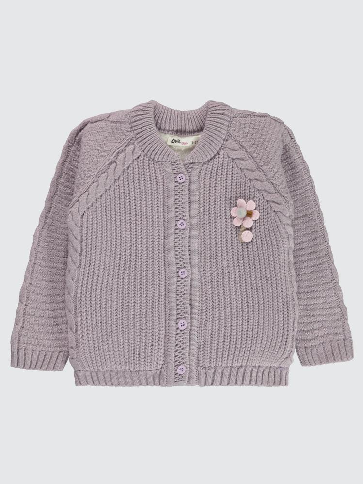 Civil Girls Saç Örgülü Velsoftlu 2-5 Yaş Hırka - Lila