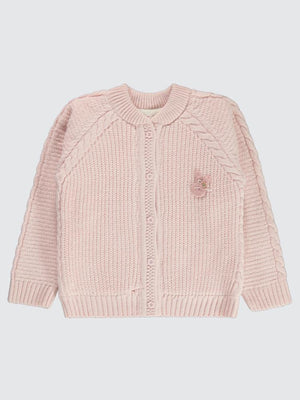 Civil Girls Saç Örgülü Velsoftlu 6-9 Yaş Hırka - Pembe