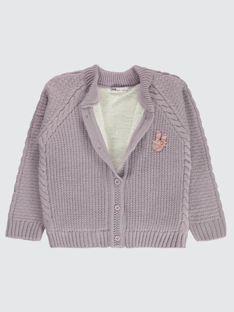 Civil Girls Saç Örgülü Velsoftlu 6-9 Yaş Hırka - Lila