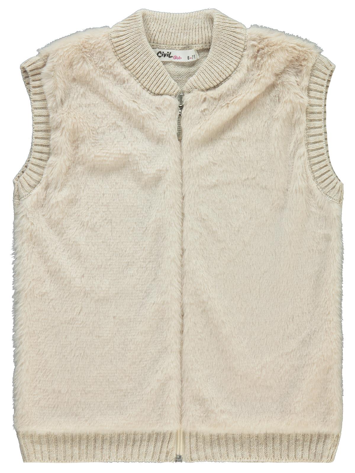 Civil Girls Önü Pelüş 10-13 Yaş Yelek - Bej