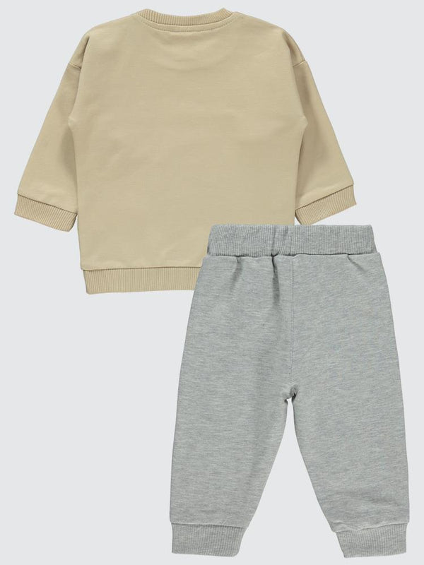 Civil Baby Diz Nakış Cepli 6-18 Ay Unisex Takım - Kahverengi