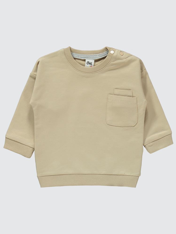 Civil Baby Diz Nakış Cepli 6-18 Ay Unisex Takım - Kahverengi