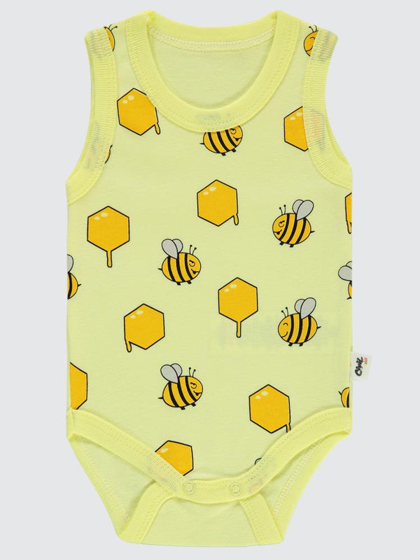 Civil Baby Arı Empirme Baskılı Sfr.Kol1-36 Ay Çıtçıtlı Badi - Sarı